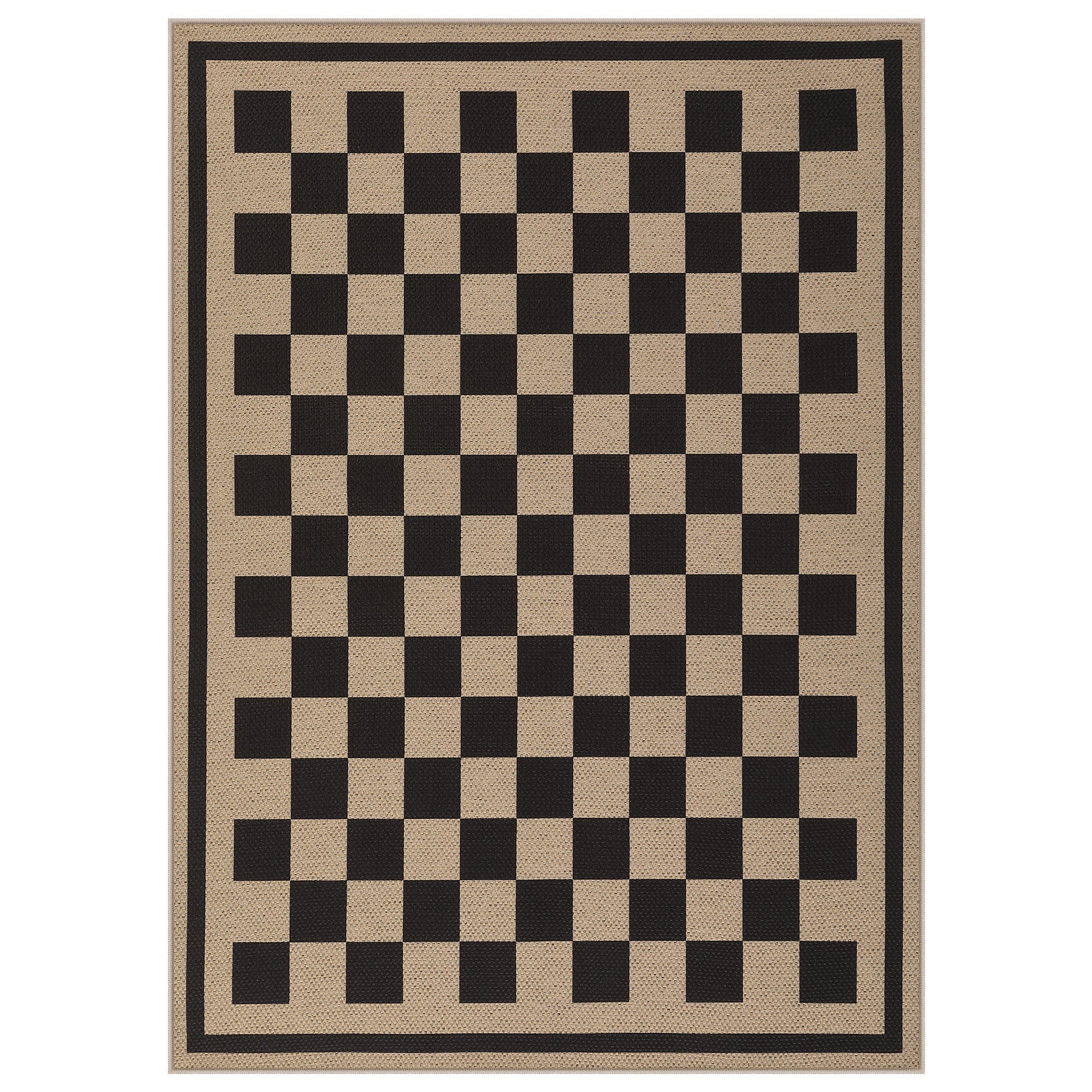 3x5/5x7 Checkered Easy Jute Area Rug, Farmhouse Non-Slip Washable Carpet, Oeko-Tex Certified