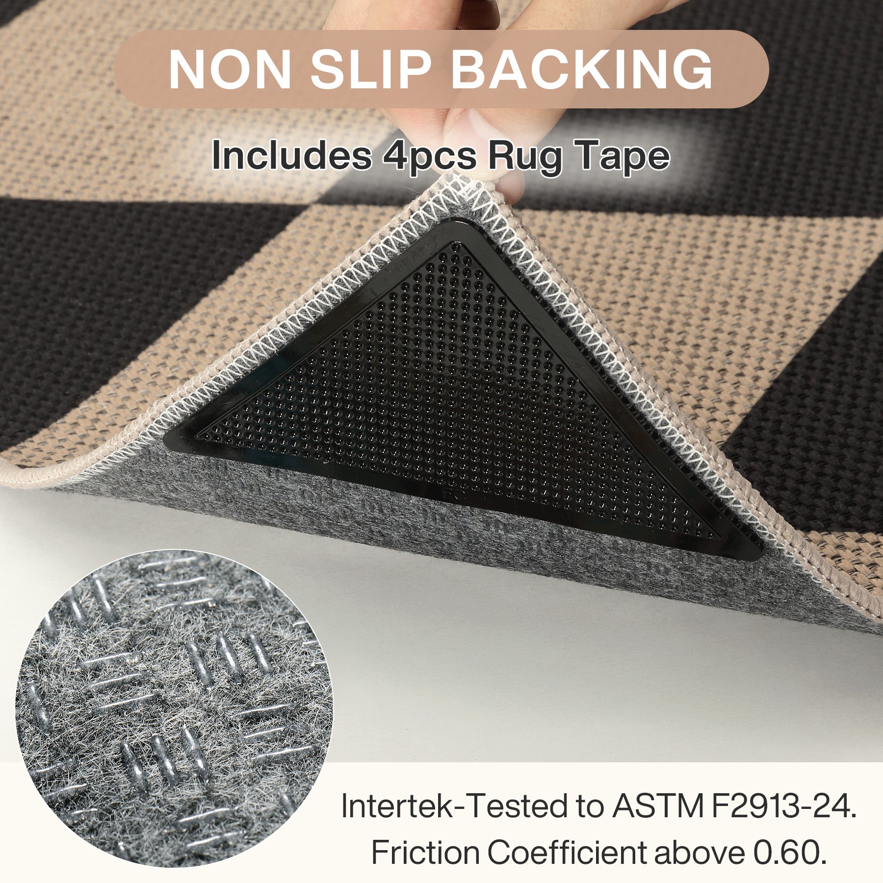 3x5/5x7 Checkered Easy Jute Area Rug, Farmhouse Non-Slip Washable Carpet, Oeko-Tex Certified