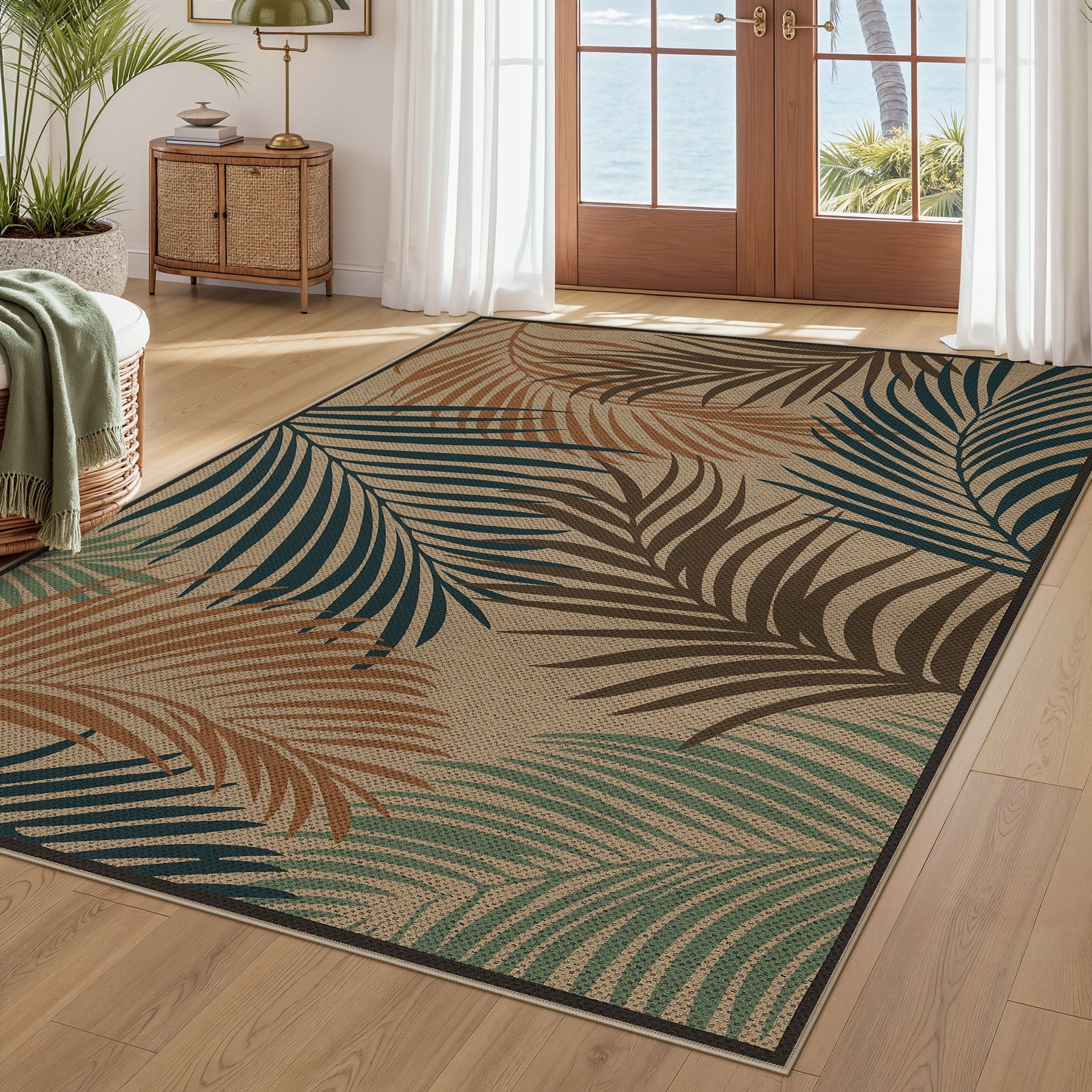 3x5/5x7 Easy Jute Washable Indoor Outdoor Patio Rug, Boho Coastal Non-Slip Living Room Area Carpet for Entryway Porch, Oeko-Tex Certified
