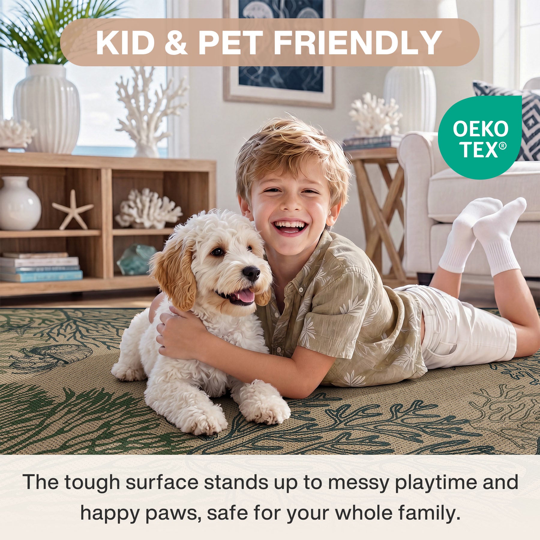 3x5/5x7 Easy Jute Washable Indoor Outdoor Patio Rug