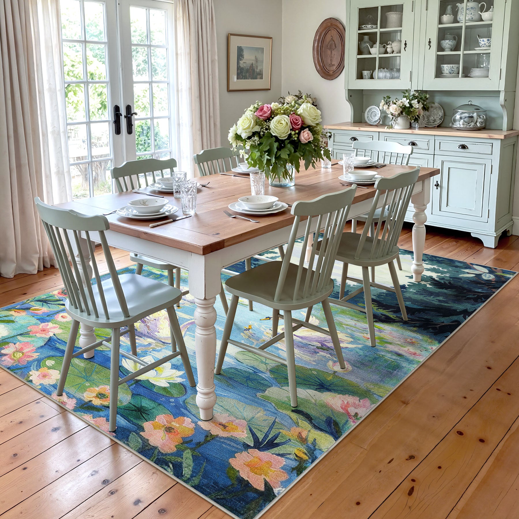 3x5/5x7 Swan Lake in oil painting style Area Rugs, Washable Living Room Runner Soft Non Slip Carpet, Oeko-Tex Certified