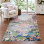 3x5 Swan Lake in oil painting style Area Rugs#Color_Pink