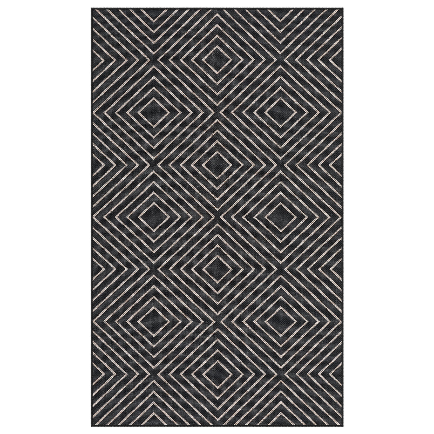 3x5 Modern Easy Jute Geometric Patio Rug, Washable Area Rugs Non-Slip Low Pile Carpet, Oeko-Tex Certified