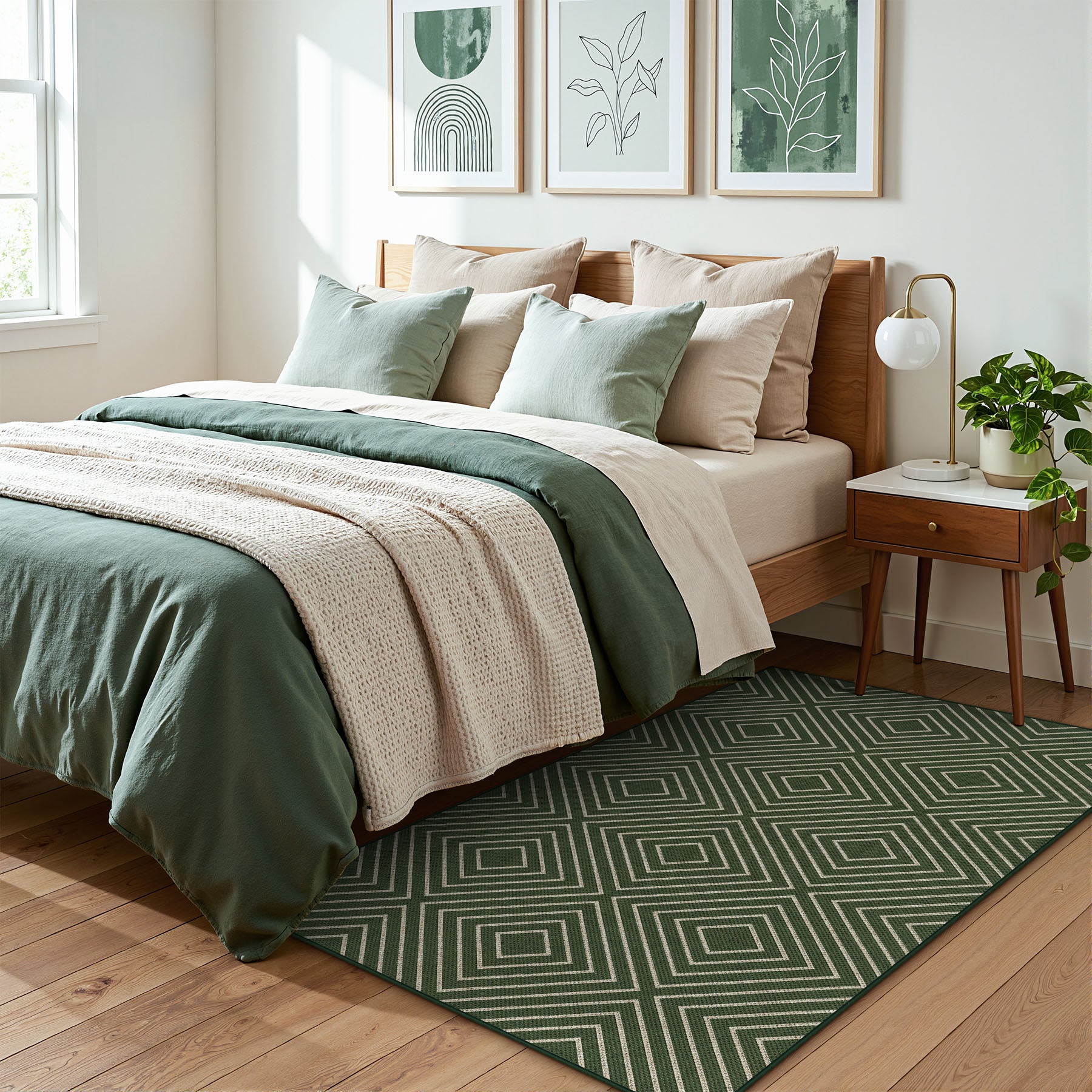 3x5 Modern Easy Jute Geometric Patio Rug, Washable Area Rugs Non-Slip Low Pile Carpet, Oeko-Tex Certified