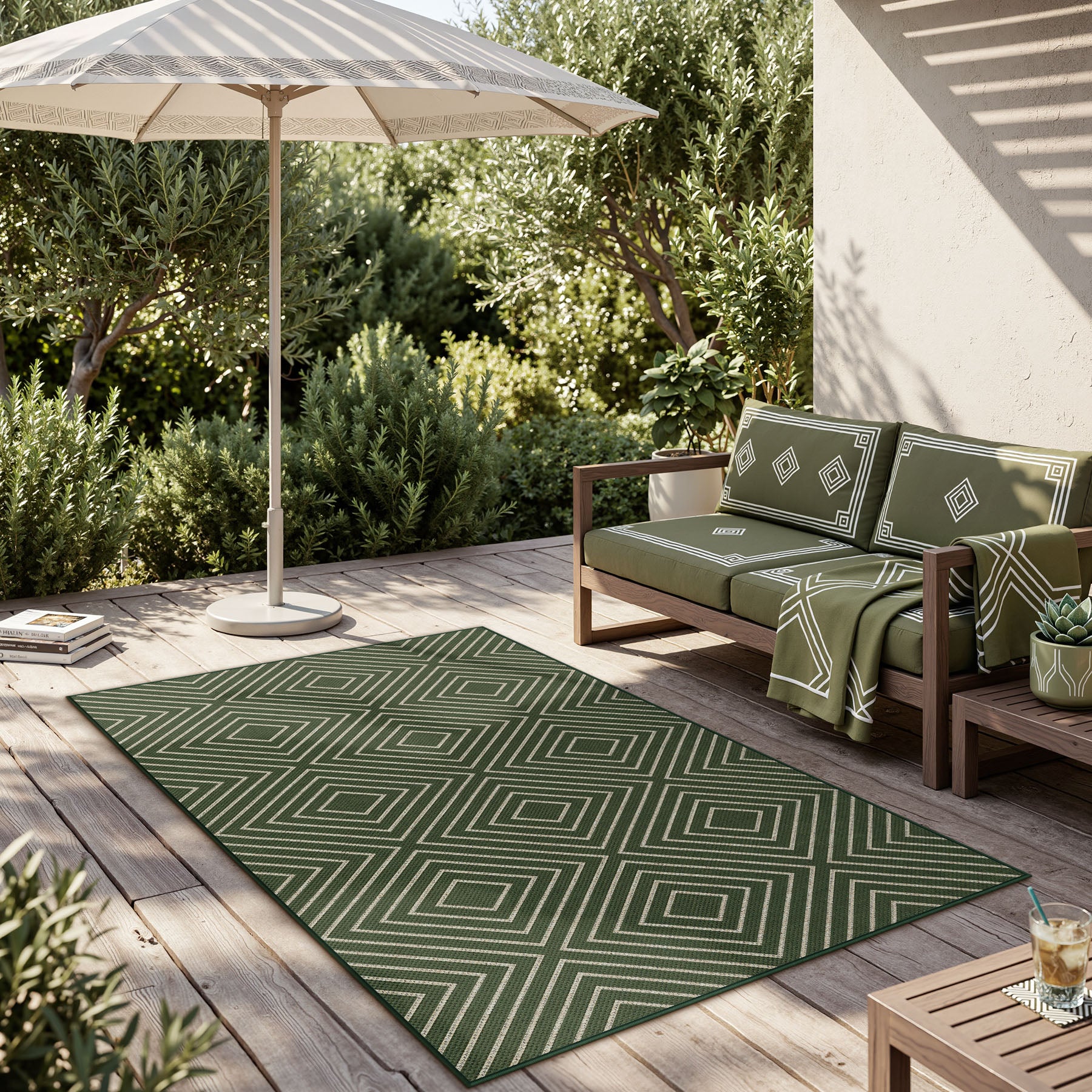 3x5 Modern Easy Jute Geometric Patio Rug, Washable Area Rugs Non-Slip Low Pile Carpet, Oeko-Tex Certified