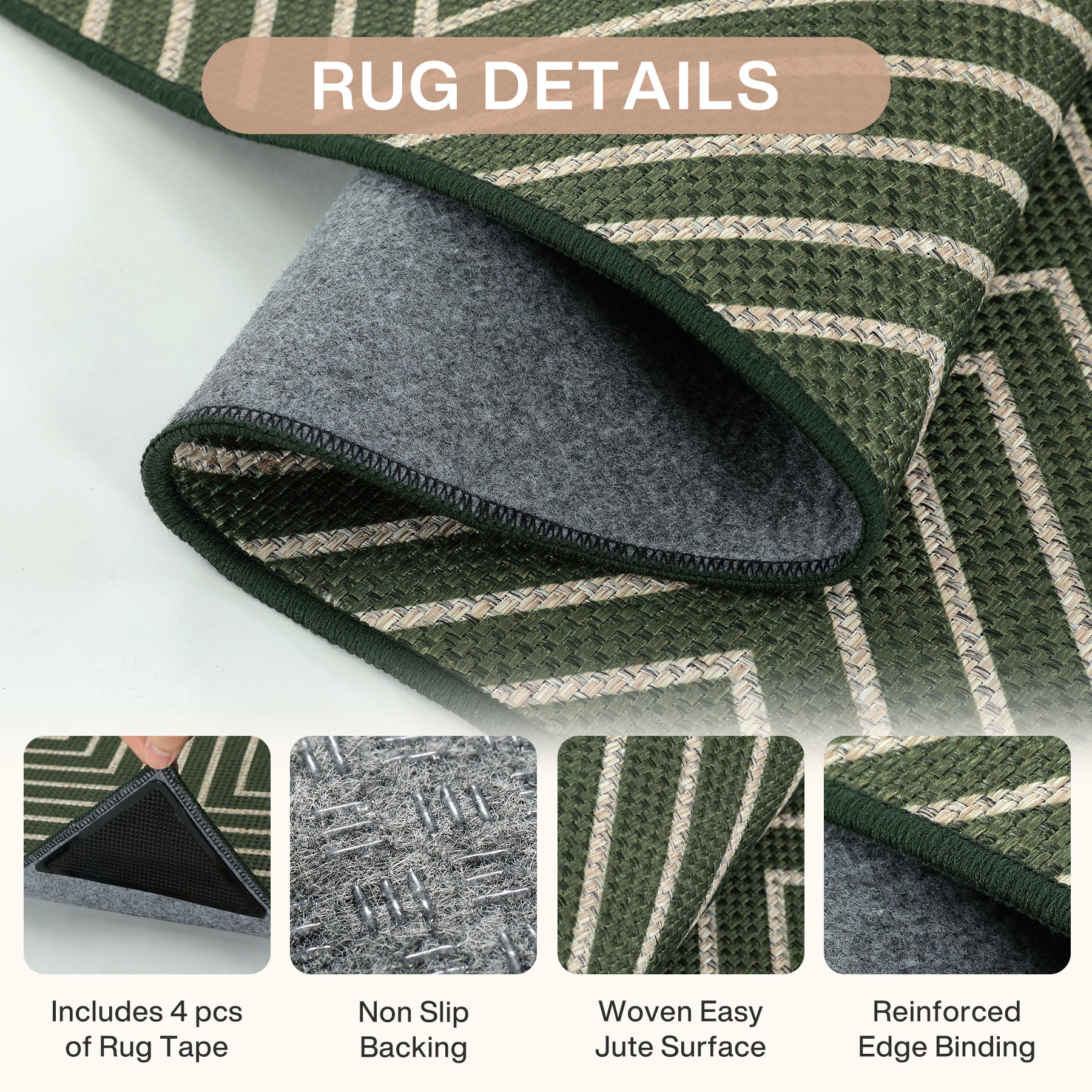 3x5 Modern Easy Jute Geometric Patio Rug