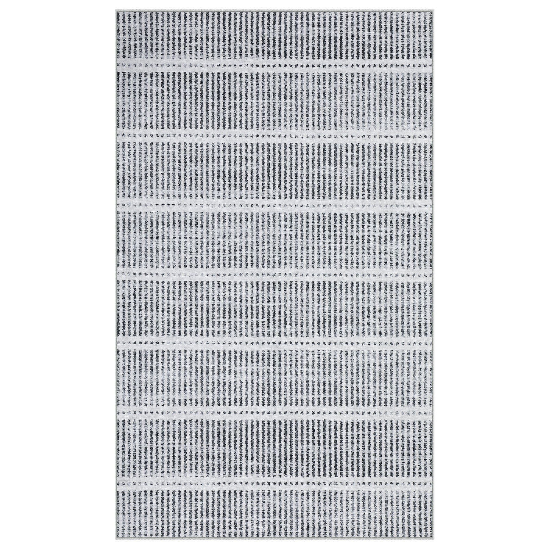 3x5/5x7 Ultra Thin Washable Area Rugs, Modern Non-Slip Striped Farmhouse Soft Indoor Carpet for Bedside Living Room, Oeko-Tex Certified