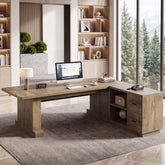 70" L-Shaped Office Desk with File Cabinet, 2 Drawers & 2 Storage Cubes, Home Office 3