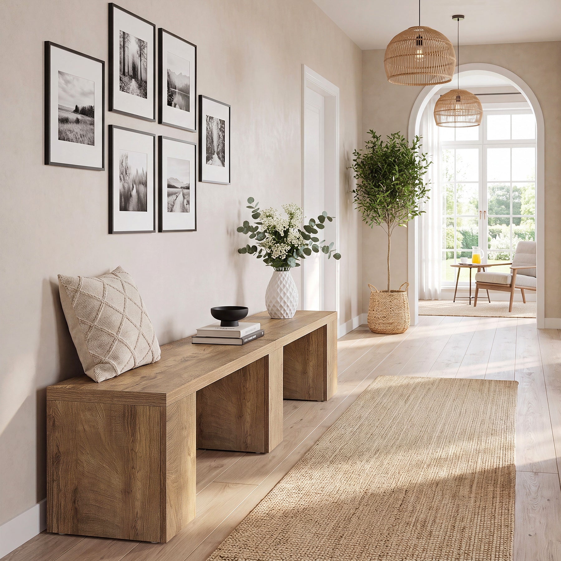 78.74" Extra-Long Dining Bench, Farmhouse Kitchen  Bench Seats 4 for Dining Room