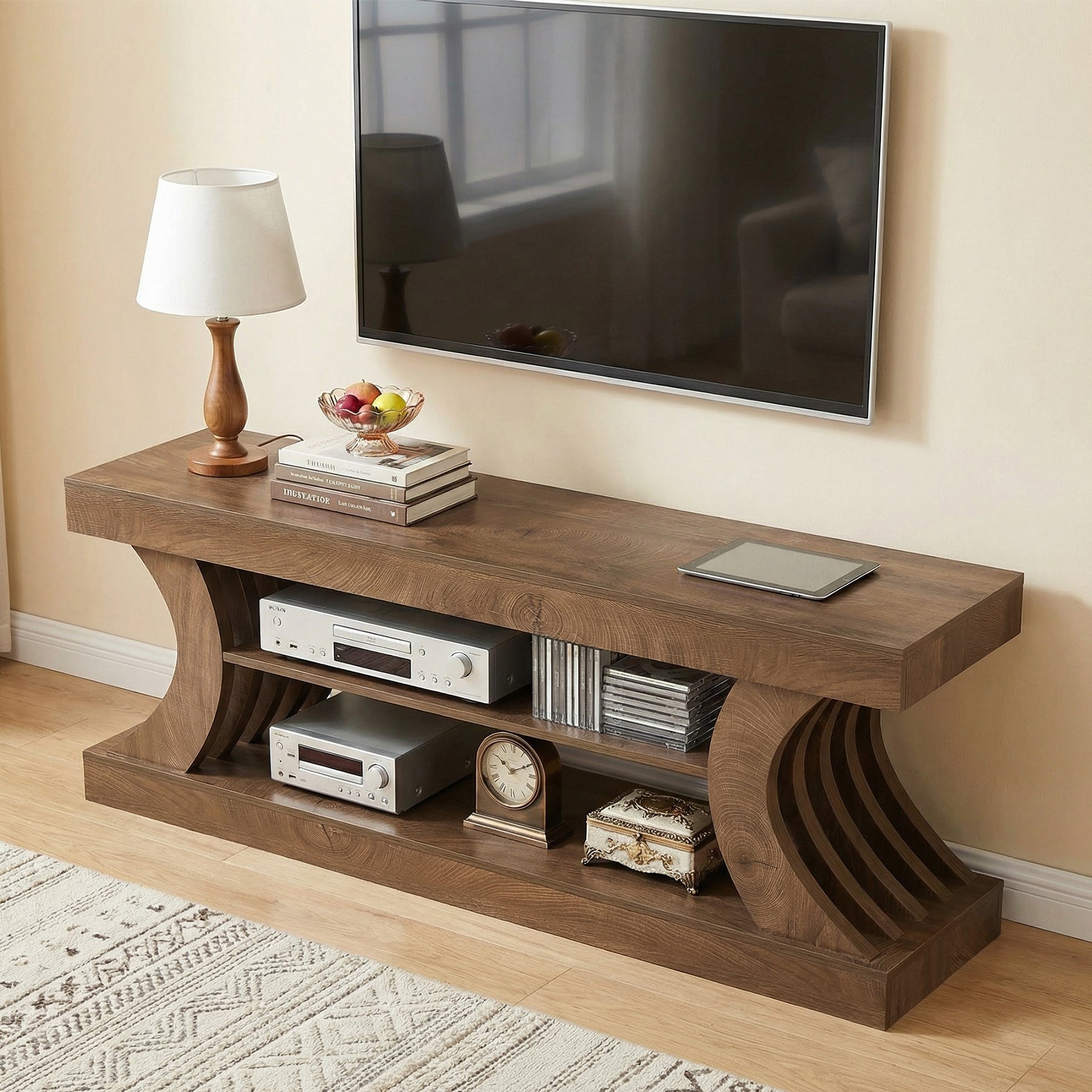63" Console Table, 3-Tier Entryway Table with Storage for Living Room