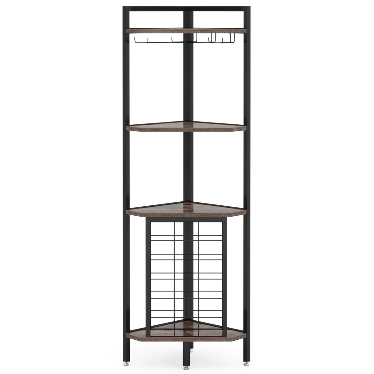 Tribesigns 4-Tier Corner Wine Rack with Glass Holder-Tribesigns