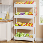 Farmhouse-style baker's rack with white distressed wood and metal frame of Tribesigns, white color.