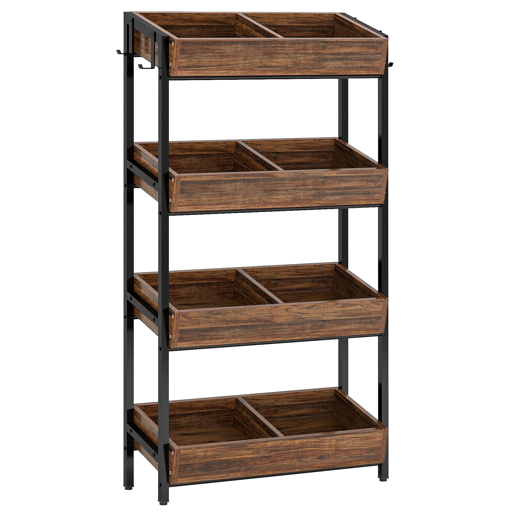 4-Tier Retail Display Rack, Wooden Snack Candy Rack Storage Shelf Organizer