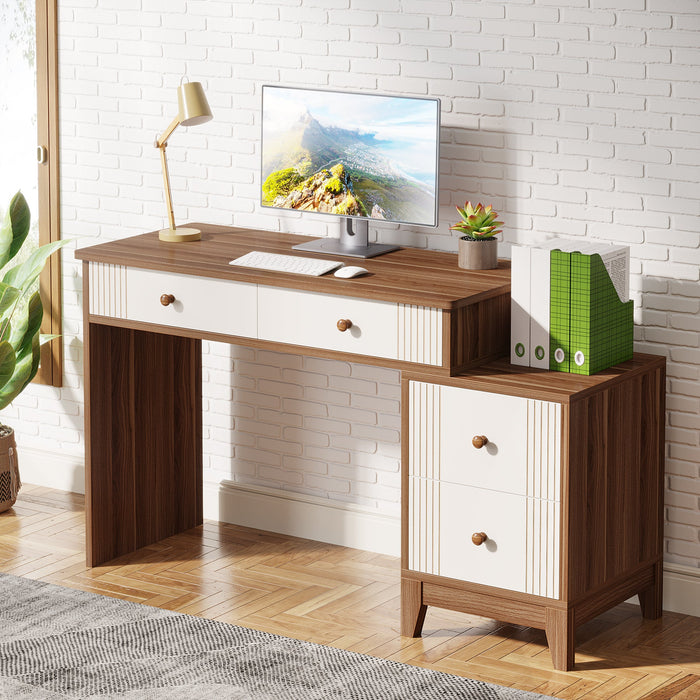 4-Drawer Computer Desk, Wooden Study Writing Table with Storage Tribesigns