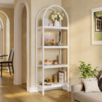 4 - Tier / 5 - Tier Bookshelf, Arched Bookcase Display Rack with Storage Shelves Tribesigns#Color_White