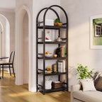 4 - Tier / 5 - Tier Bookshelf, Arched Bookcase Display Rack with Storage Shelves Tribesigns#Color_Black & 5-Tier