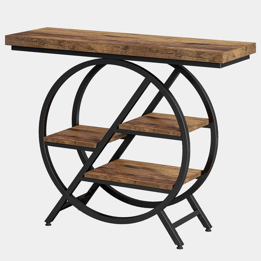 4-Tier Console Table, 39.4" Entryway Table with Geometric Metal Frame Tribesigns