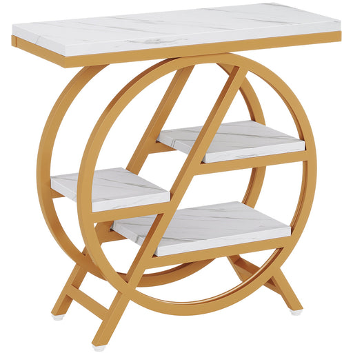 4 - Tier End Table, Small Side Table Snack Table with Storage Shelves Tribesigns