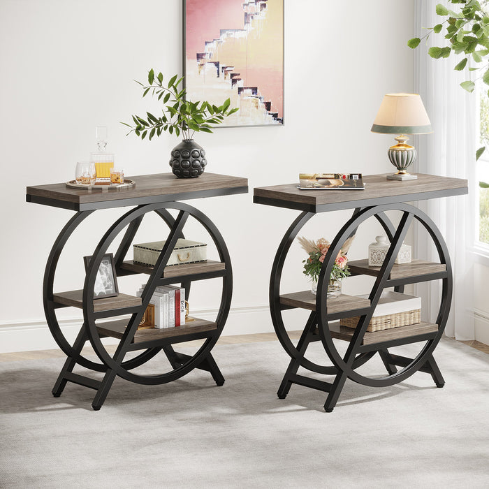 4-Tier End Table, Small Side Table Snack Table with Storage Shelves Tribesigns