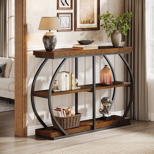 41" Console Table, 3 - Tier Sofa Entryway Table with Storage Shelves Tribesigns