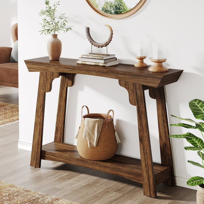 41" Console Table, Farmhouse 2 - Tier Sofa Table Entryway Table with Storage Shelf Tribesigns