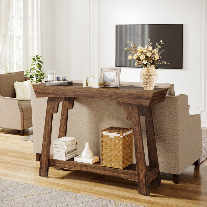 41" Console Table, Farmhouse 2 - Tier Sofa Table Entryway Table with Storage Shelf Tribesigns