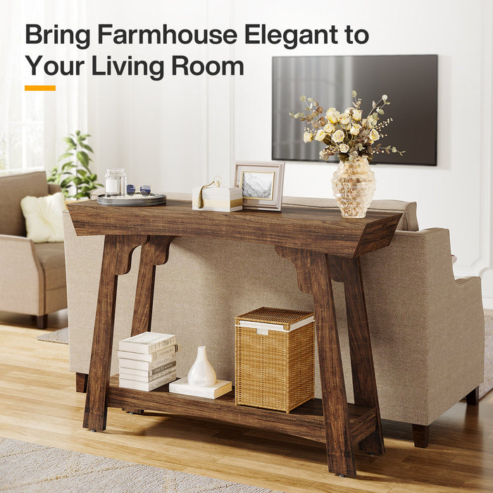 41" Console Table, Farmhouse 2 - Tier Sofa Table Entryway Table with Storage Shelf Tribesigns