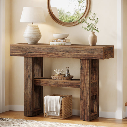 41.3" Console Table, 2 - Tier Narrow Sofa Entryway Table with Storage Tribesigns