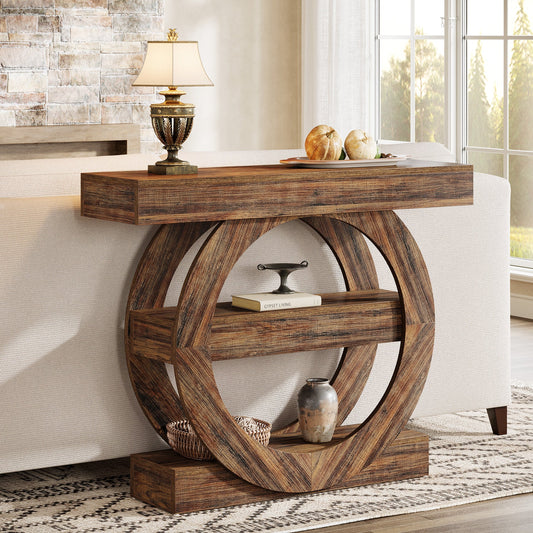 41.3" Console Table, 3 - Tier Sofa Hallway Table with Storage Shelves Tribesigns