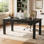 Solid Wood Computer Desk, 63 Inch Home Office Desk with Sturdy Wood Legs