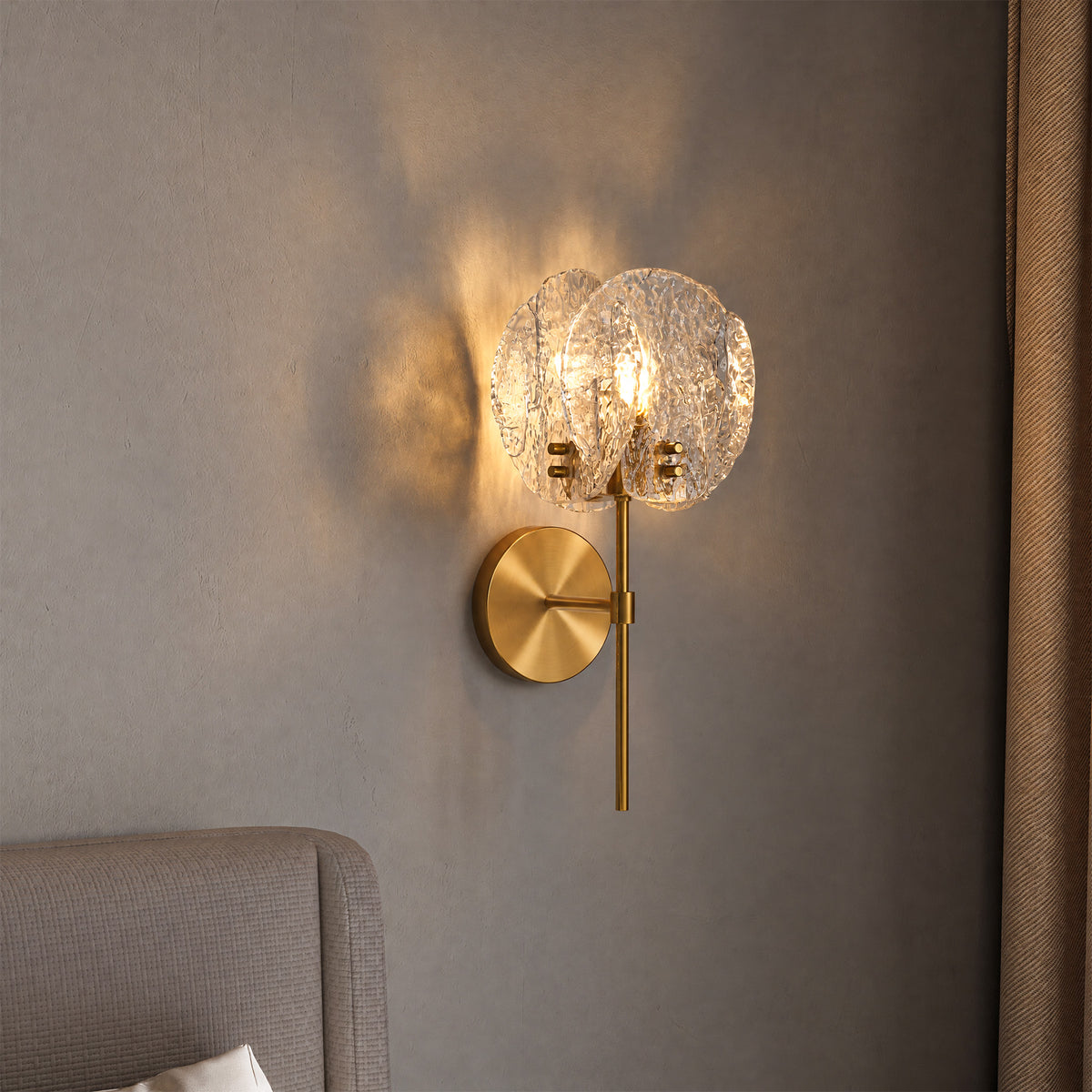 Tribesigns 15" Modern Wall Sconce, Bathroom Wall Light Fixture with Textured Clear Glass Shade