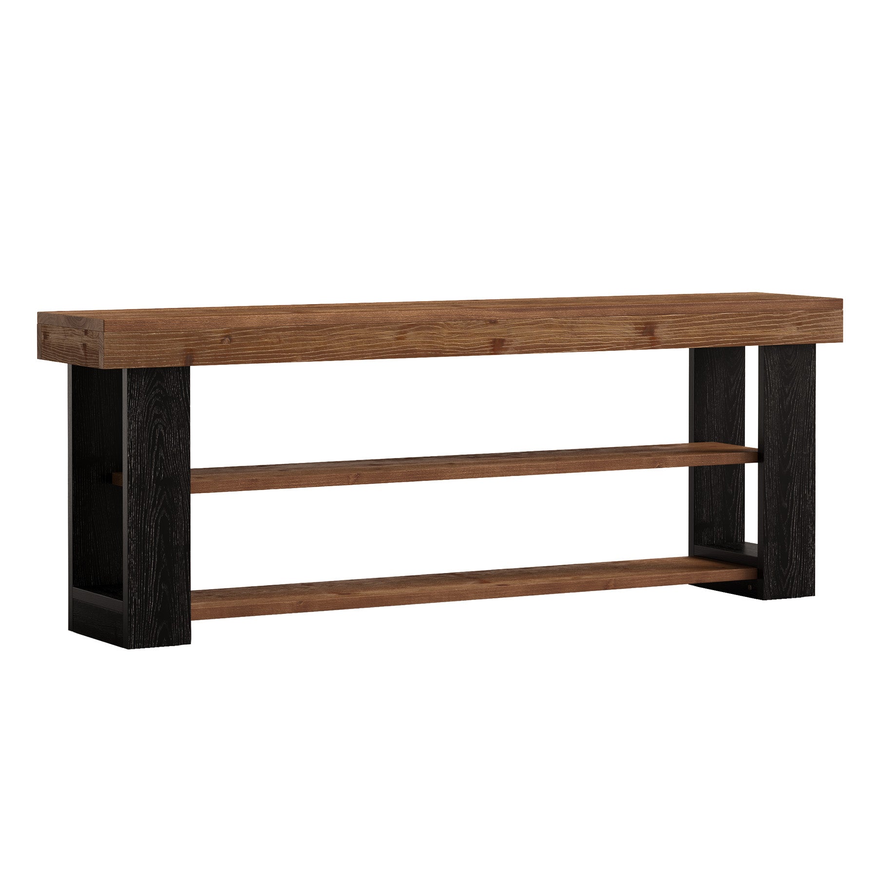 63" Console Table with 3-Tier Storage Shelves, Solid Wood Slim Entryway Sofa Table