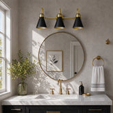 Tribesigns 3-Light Bathroom Vanity Light Black Gold Wall Sconce E12 Base 3