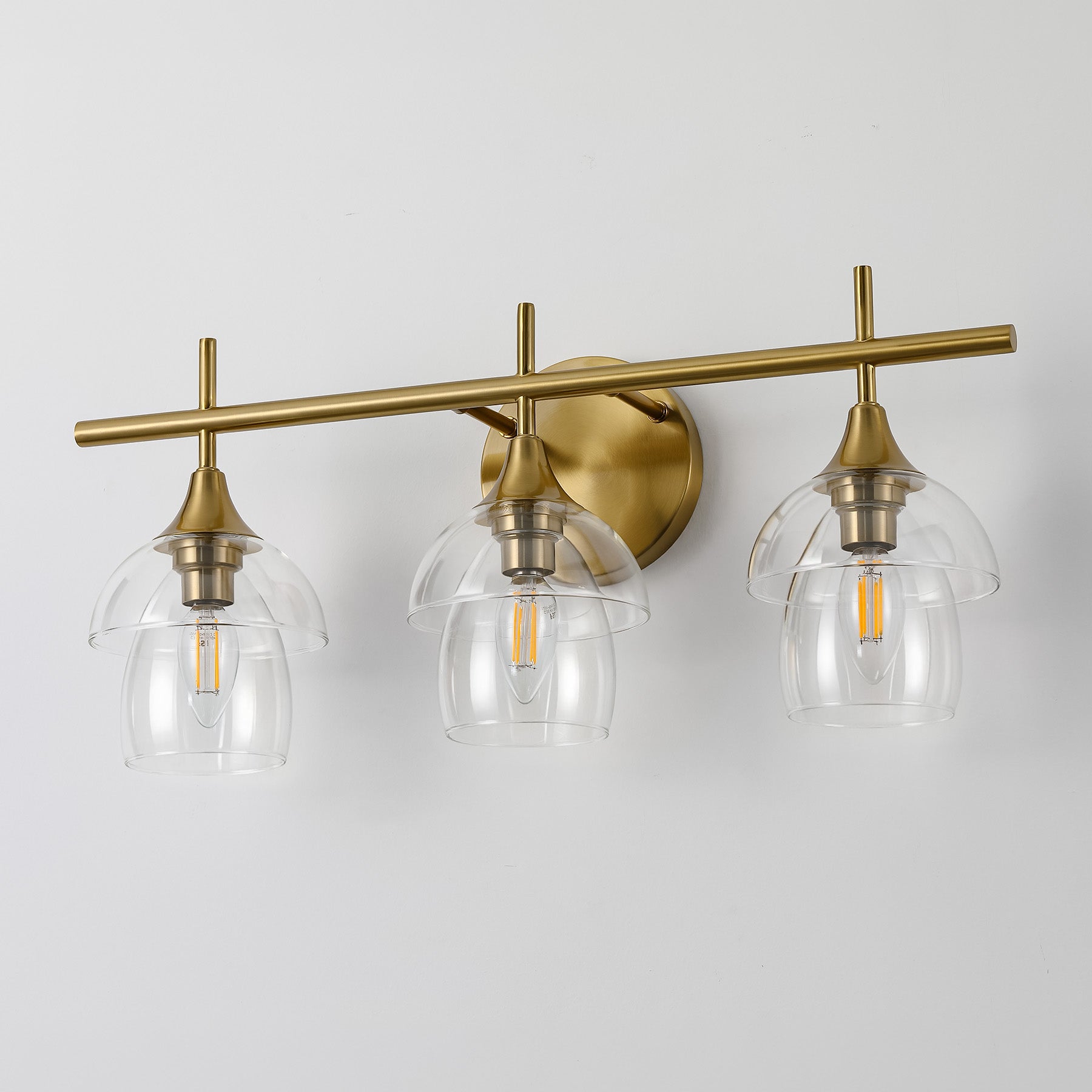 3-Light Bathroom Vanity Light, Modern Wall Sconce with Clear Glass Shades