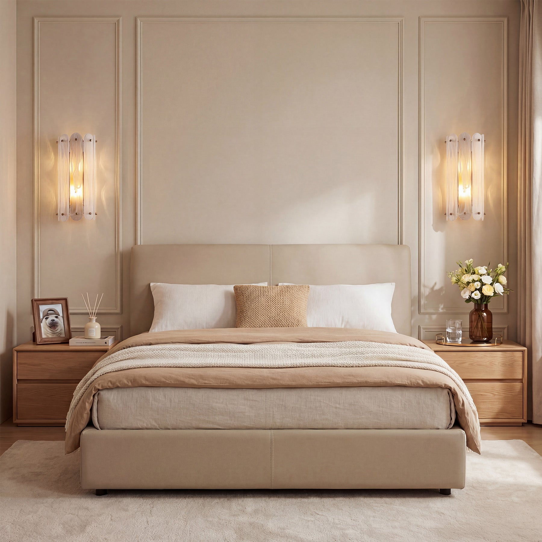 2-Light Modern Wall Sconce, 13.78" Wall Light Fixture with Glass Shade