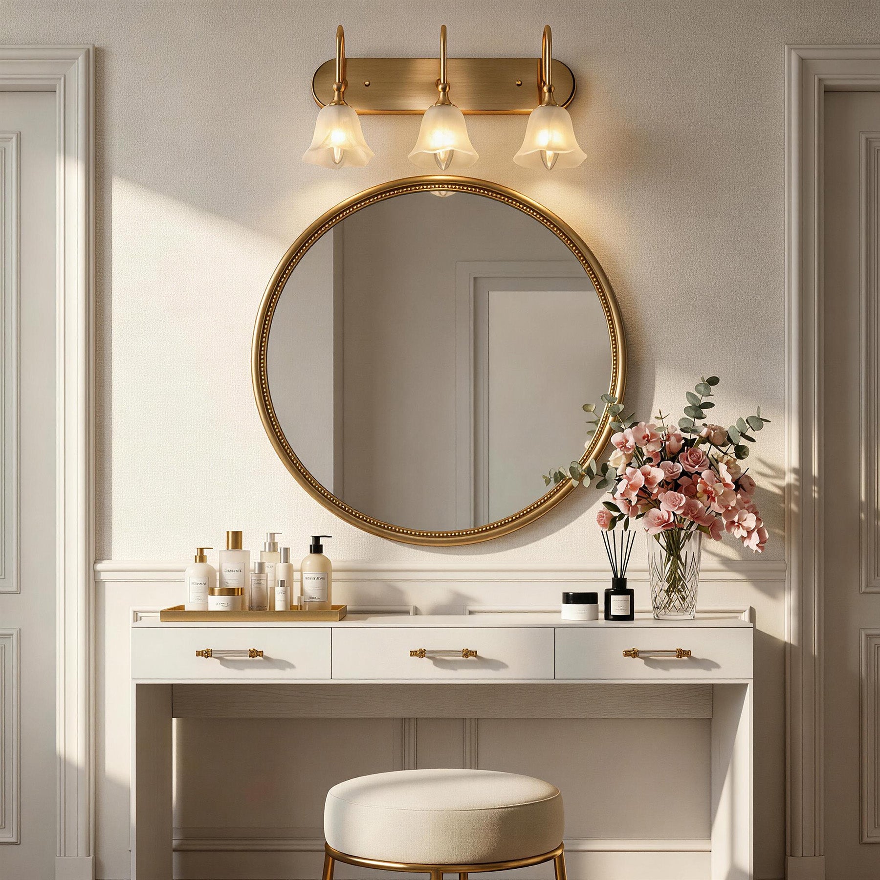 3-Light Light Fixtures, Modern Wall Lights Bathroom Vanity with Clear Glass Shades