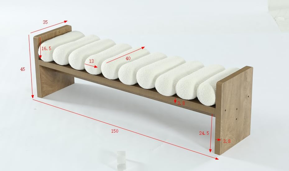 59'' Dining Bench, Upholstered Fabric Kitchen Bench for Dining Room(Removable Cushion)