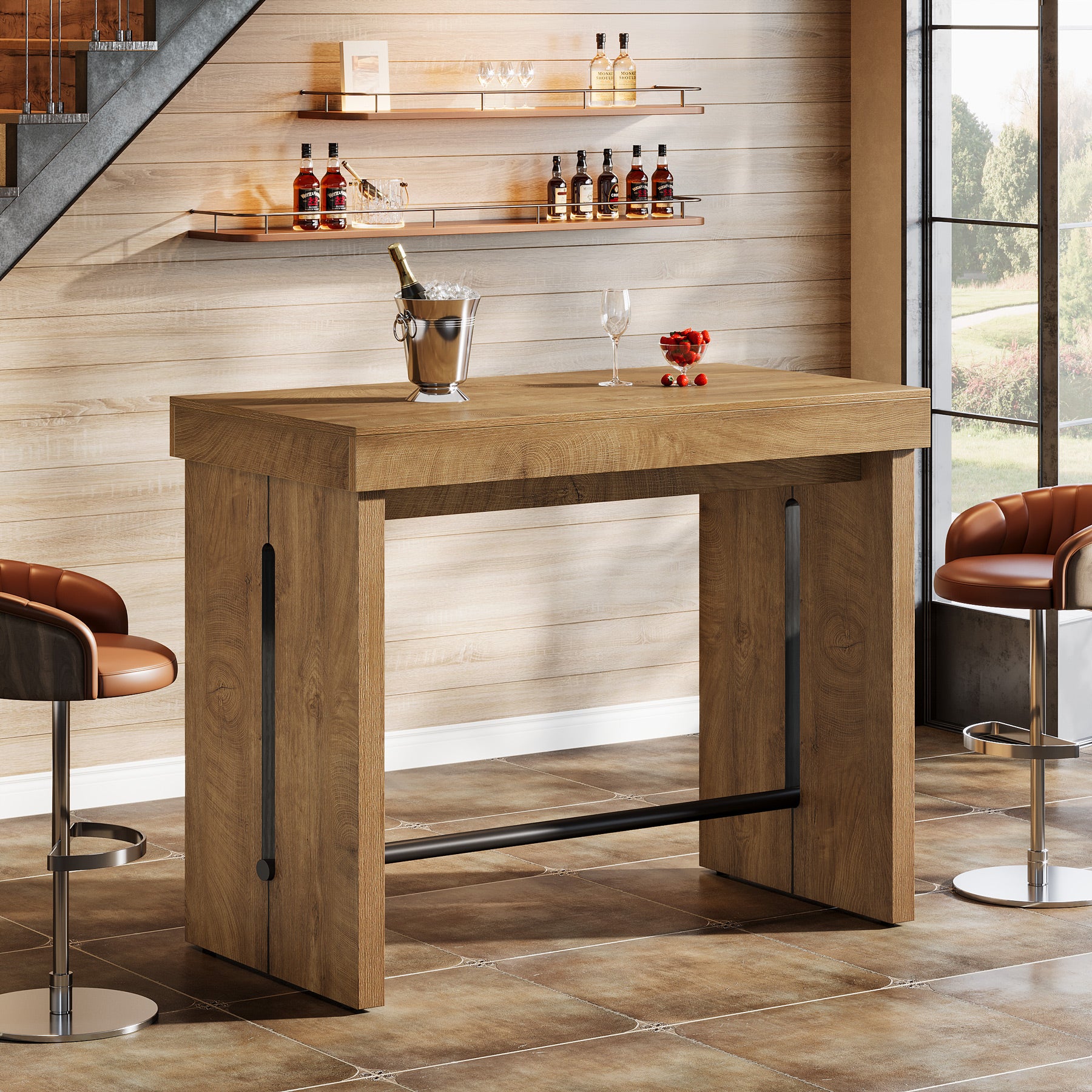 41" Bar Table, Counter Height Pub Table with Thickened Tabletop