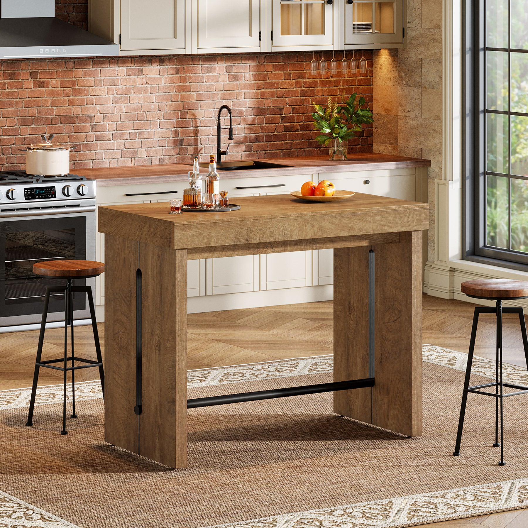 41" Bar Table, Counter Height Pub Table with Thickened Tabletop