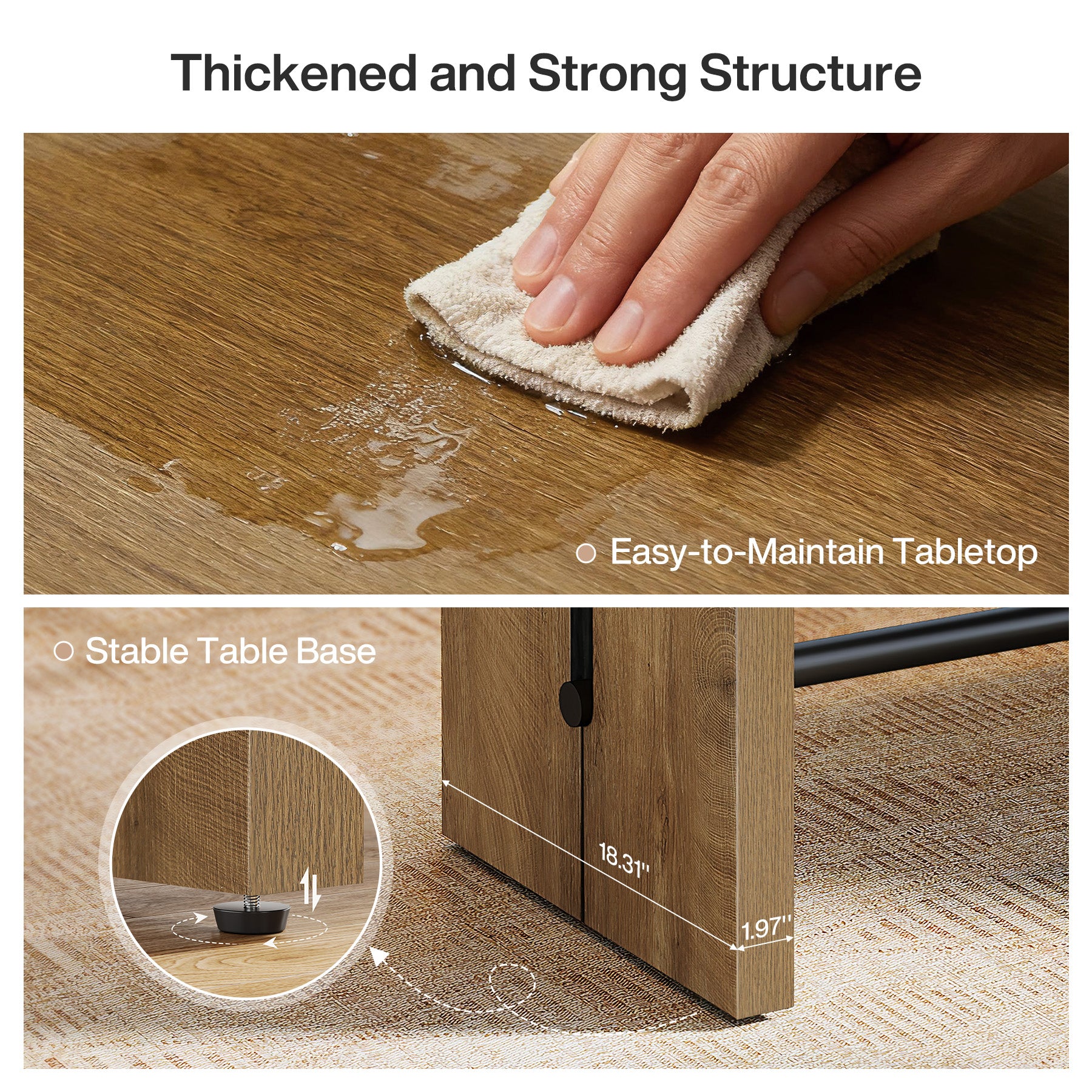 41" Bar Table, Counter Height Pub Table with Thickened Tabletop