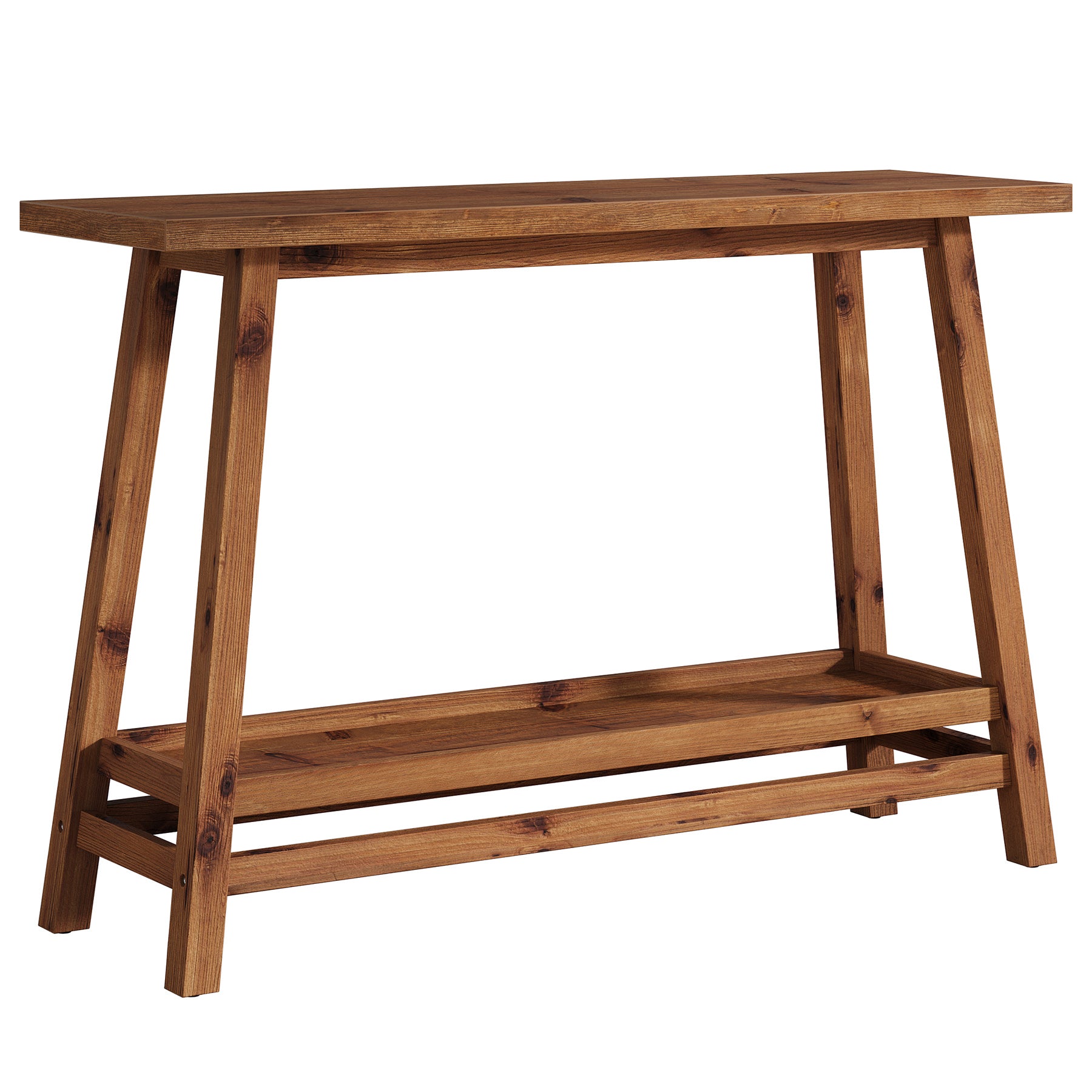 41" Solid Wood Console Table, 2 Tiers Farmhouse Entryway Table with Storage Shelf