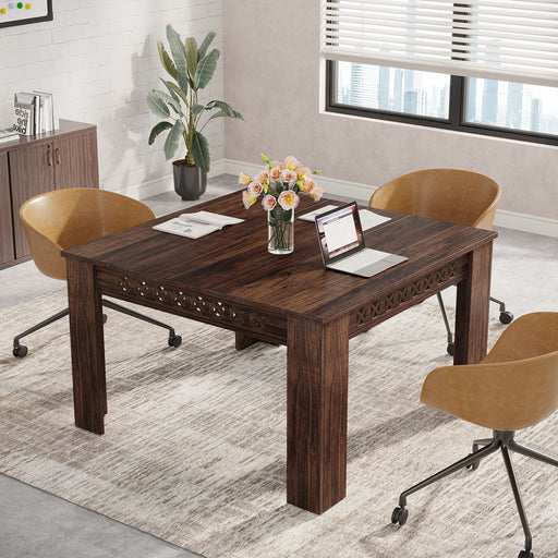 43" Conference Table, Wood Square Meeting Desk with Heavy Legs Tribesigns