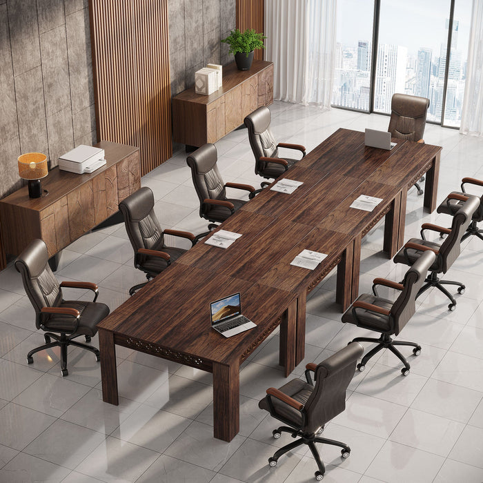 43" Conference Table, Wood Square Meeting Desk with Heavy Legs Tribesigns