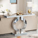 43" Mirrored Console Table, Modern Silver Sofa Table with O - Shaped Base Tribesigns