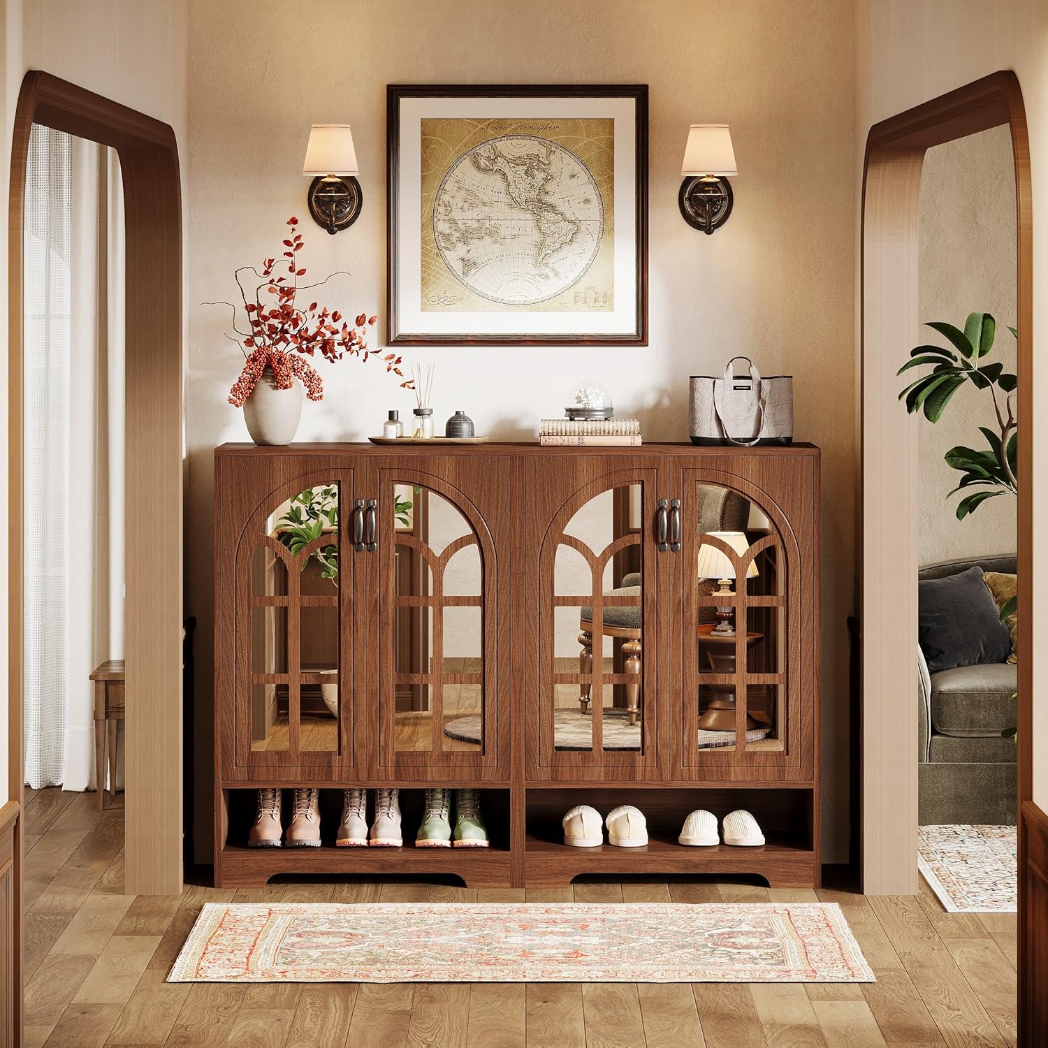 43.5" Tall Shoe Cabinet, 5-Tier Shoe Storage Organizer with Adjustable Shelves