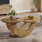 45" Coffee Table, 2 - Tier Accent Center Cocktail Table with U - Shaped Frame Tribesigns#Color_Oak