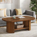 45" Coffee Table, Modern Oval 2 - Tier Center Table With Storage Tribesigns