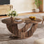 45" Coffee Table, 2-Tier Accent Center Cocktail Table with U-Shaped Frame#Color_Rustic Brown