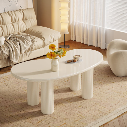 46.4" Coffee Table, Modern Irregular Cashew Shaped Center Table Tribesigns