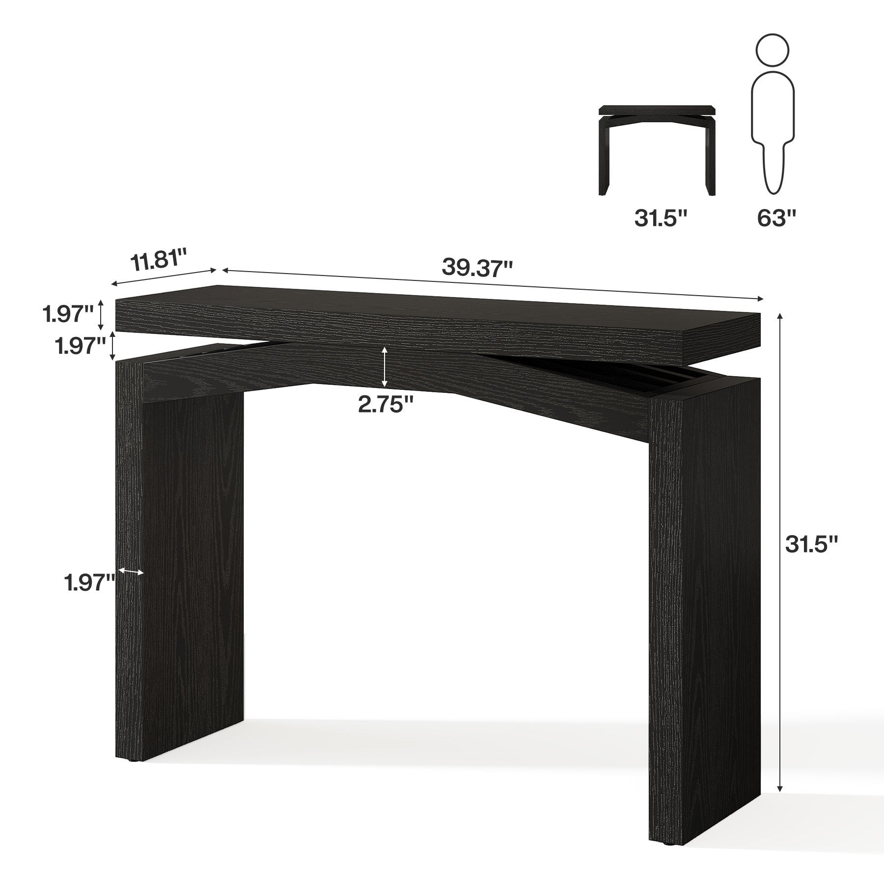 40" Farmhouse Console Table, Narrow Entryway Sofa Table with Hollow Design for Hallway, Foyer, or Living Room
